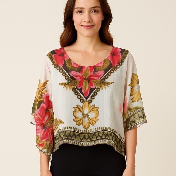 Live and Let Live Sheer Floral Poncho Top Women’s 1X - Picture 4 of 4